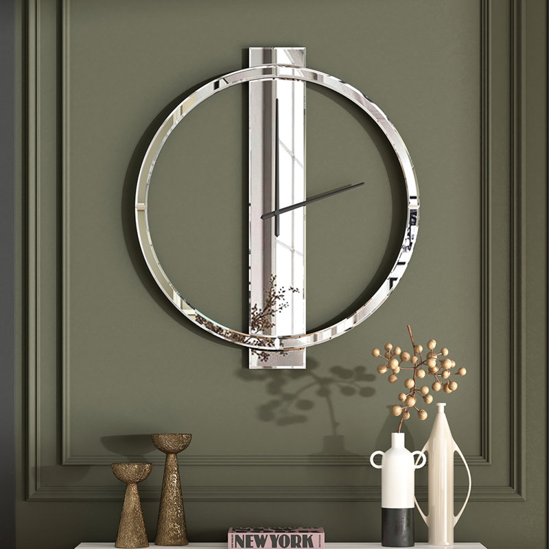 Everly Quinn Jeni Glass Round Living Room Wall Clock & Reviews Wayfair